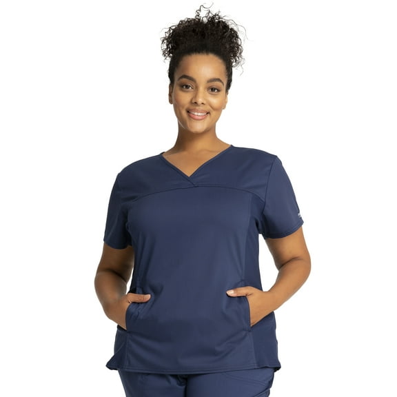Cherokee Workwear Revolution Women's Scrubs Top V-Neck Knit Panel WW2875