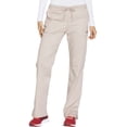 thumbnail image 1 of Cherokee Workwear Stretch Women Scrubs Pant Mid Rise Straight Leg Drawstring, WW130P, S Petite, Khaki, 1 of 7