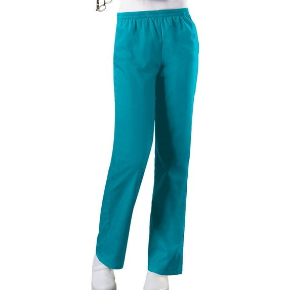 Cherokee Workwear Women Scrubs Pant, Natural Rise Tapered Leg Pull-On, Plus Size, 4001, 5XL, Turquoise