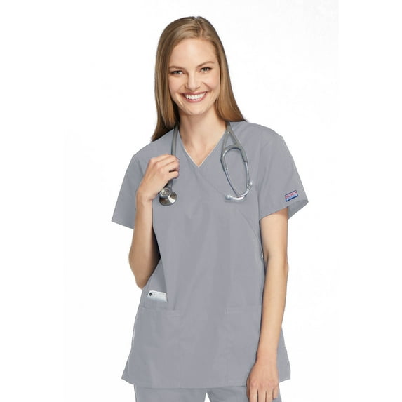 Cherokee Workwear Women's Scrubs Top Mock Wrap Tunic 4801