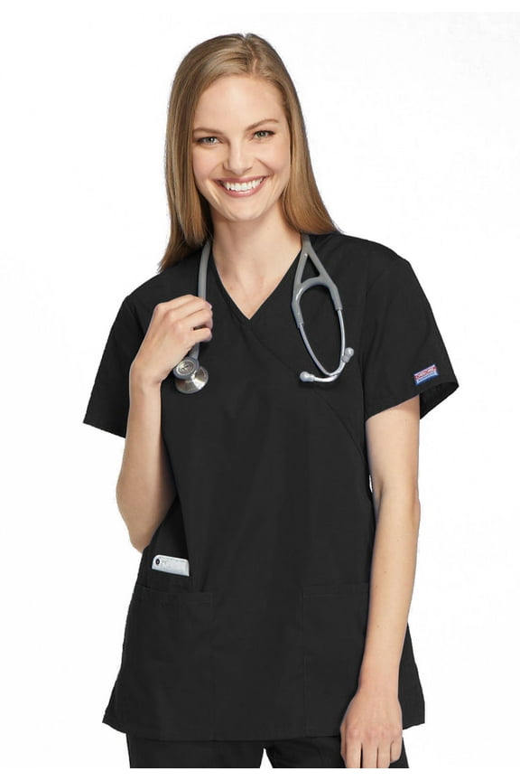 Workwear Women's Scrubs Top Mock Wrap Tunic 4801