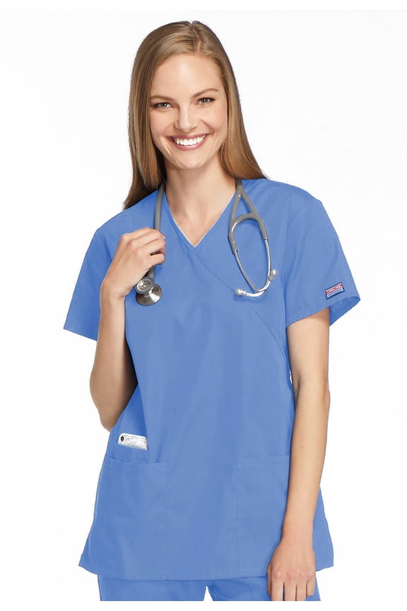 Workwear Women's Scrubs Top Mock Wrap Tunic 4801