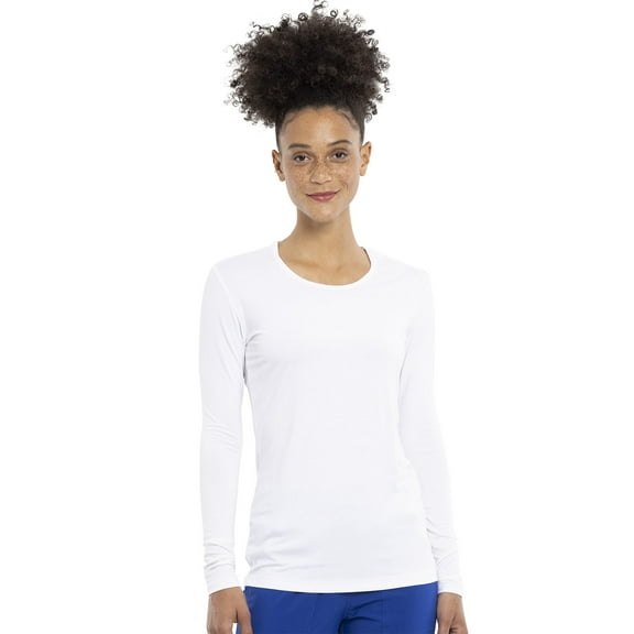 Cherokee Workwear Women's Underscrubs Long Sleeve Knit Tee 4881 Female White