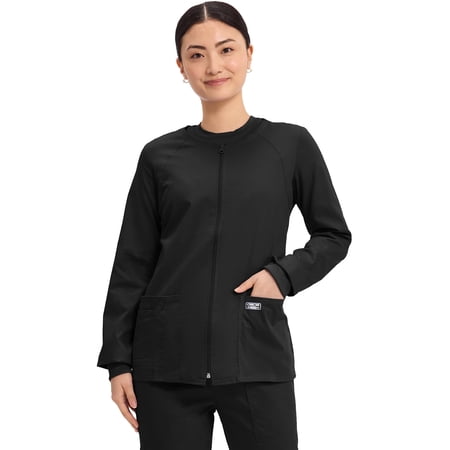 Cherokee Zip Front Scrub Jackets for Women, Workwear Core Stretch Soft Brushed Twill 4315