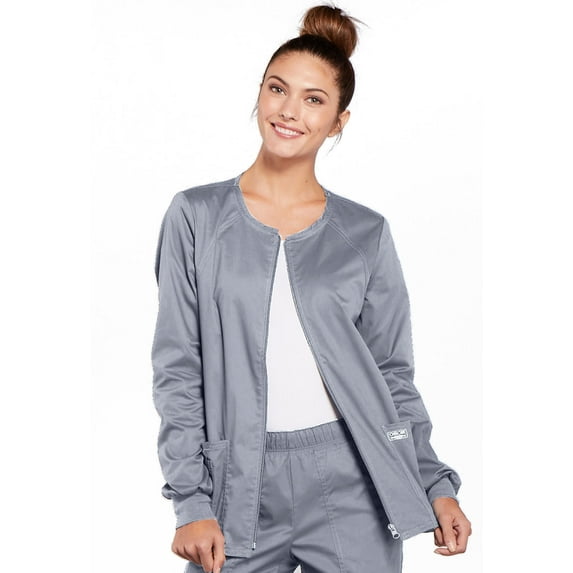 Cherokee Zip Front Scrub Jackets for Women, Workwear Core Stretch Soft Brushed Twill 4315