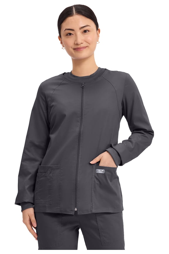 Zip Front Scrub Jackets for Women, Workwear Core Stretch Soft Brushed Twill 4315