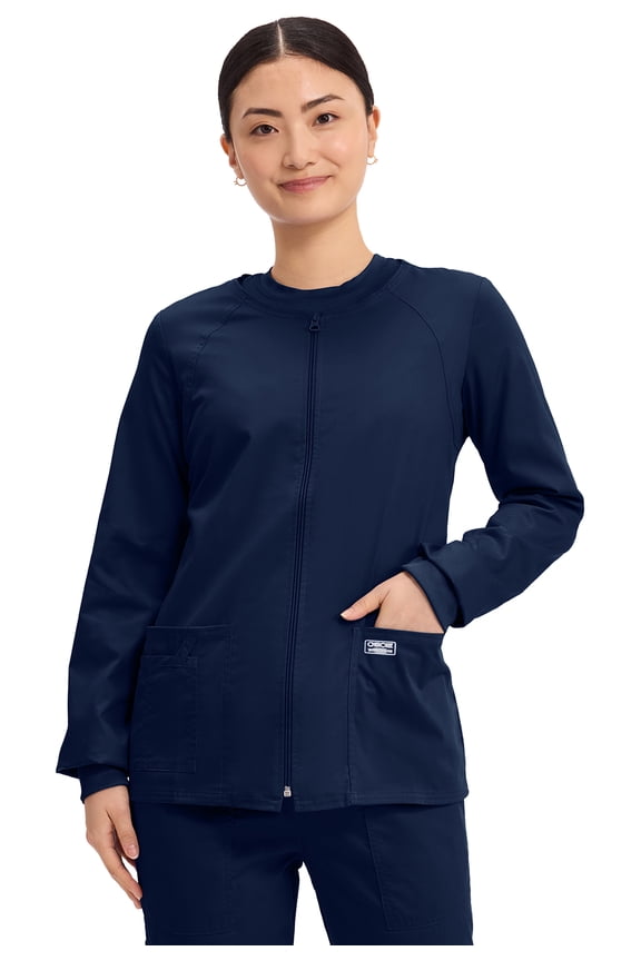 Zip Front Scrub Jackets for Women, Workwear Core Stretch Soft Brushed Twill 4315