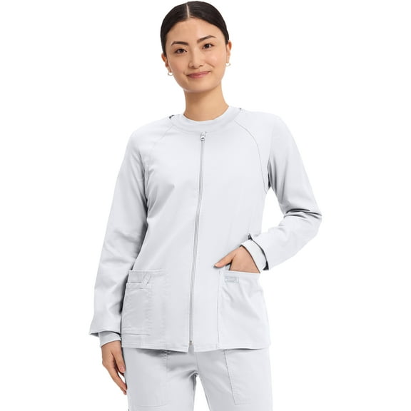 Cherokee Zip Front Scrub Jackets for Women, Workwear Core Stretch Soft Brushed Twill 4315