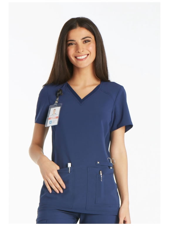 iFlex Women Scrubs Top V-Neck Knit Panel CK605
