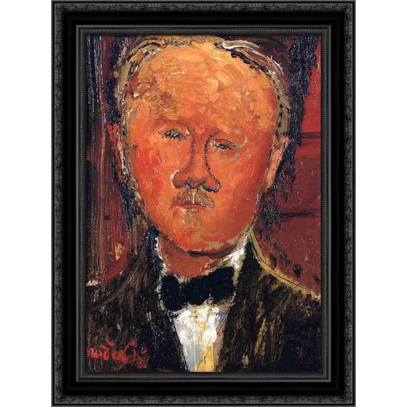 Cheron 20x24 Black Ornate Wood Framed Canvas Art by Modigliani, Amedeo