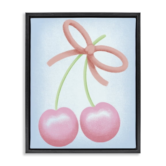 Stupell Industries Cherries And Round Bow Black Framed Floater Canvas Wall Art, design by Marcus Prime