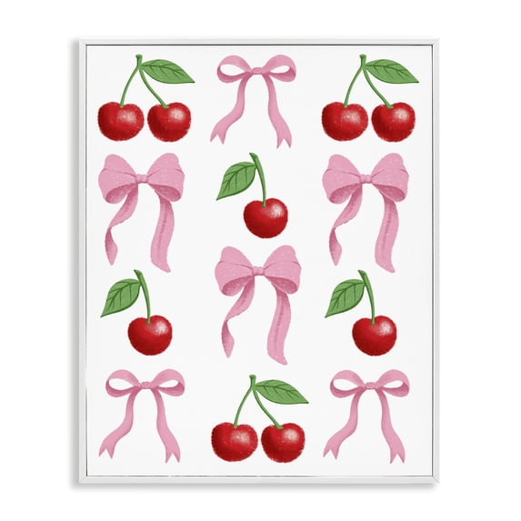 Stupell Industries Cherries & Bows Assortment White Framed Giclee Art, design by Marcus Prime