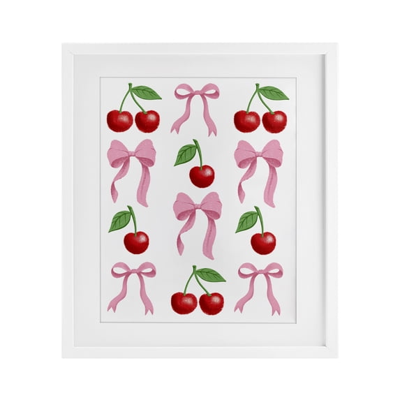 Stupell Industries Cherries & Bows Assortment White Framed Print Under Glass, design by Marcus Prime