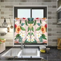 Cherries Flowers Peaches Kitchen Curtains Half Tier Curtain 2 Rod Pockets Bathroom Bedroom Cupborad Living Room 27"x24"