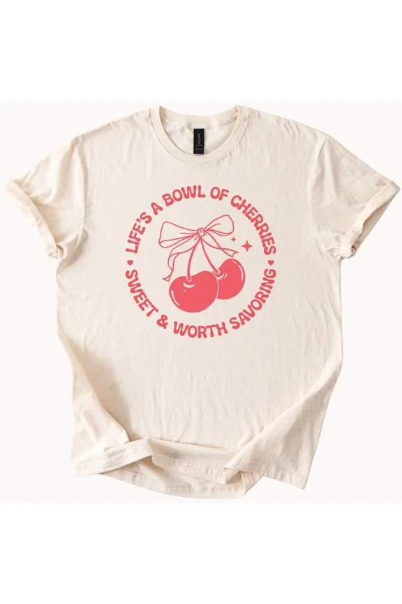 Cherries Graphic Tee Sweet Life T Shirt Unisex S-5XL Hot Trending Shirt, Vintage Birthday Gift