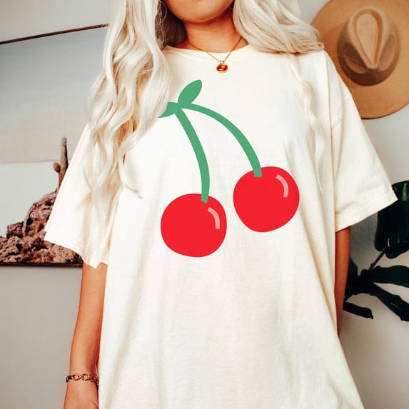 Cherries Graphic Tee: Unisex Ringspun Cotton Oversized Shirt All Size S-5XL