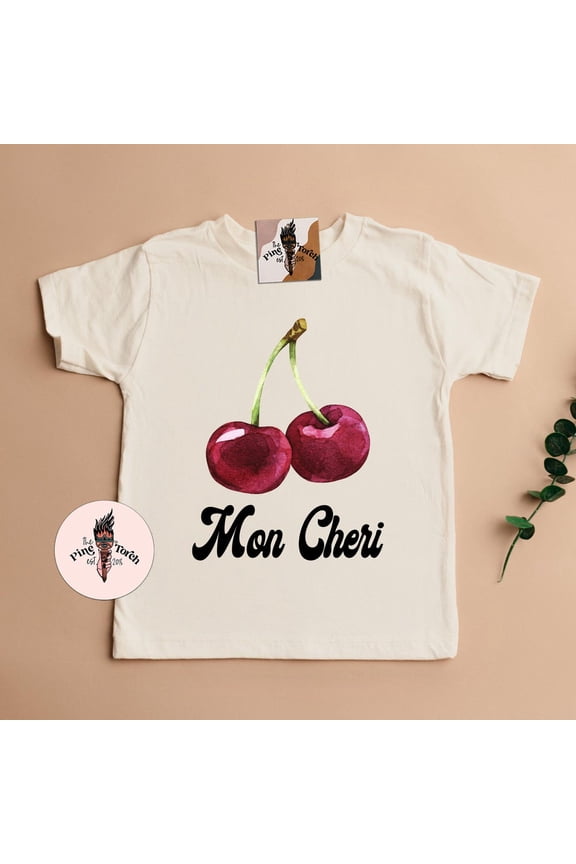 Cherries Kids Tee, Mon Cheri Baby Clothes, Fruit And Veggie Kids Shirt, Cherries Baby Tee, Fruit Pun Clothes TODDLER SHORT SLEEVE TEE BELLA CANVAS 3001T