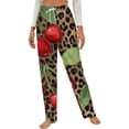 thumbnail image 1 of Cherries Leopard Print Seamless Pattern Winter Female Pants Flannel High Waist Women Pants Lady Warm Straight Leg Plush Trousers, 1 of 7