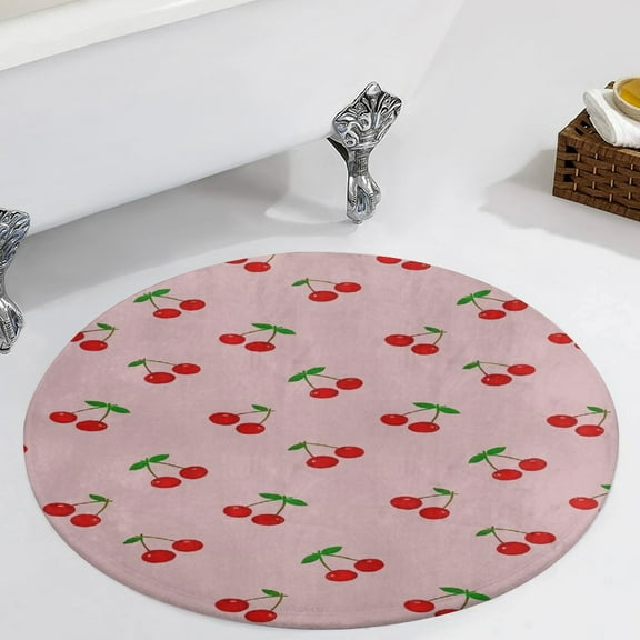 Cherries Round Carpet Circle Rug Outdoor Patio Area Rug Washable Large Area Rugs Hallway Room Decor Fitness Mats