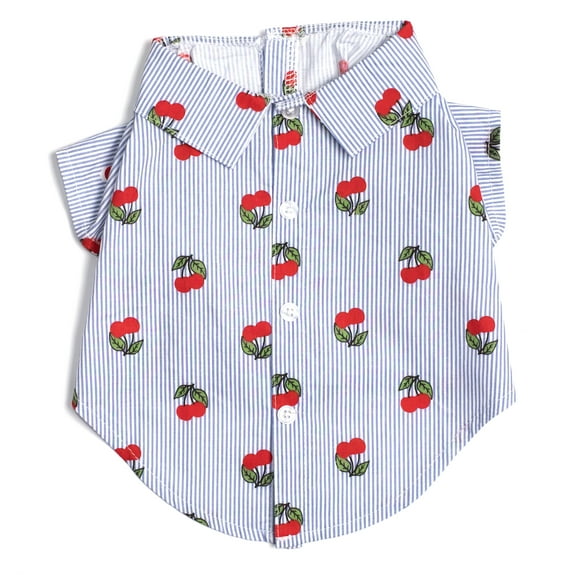 The Worthy Dog Cherries Print Button Up Look Pet Shirt