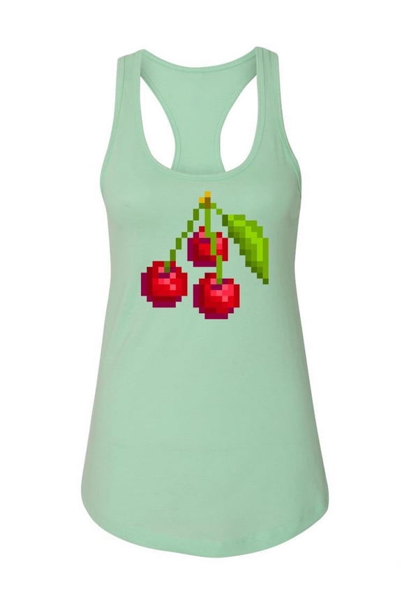 Cherries With Leaf 8 Bit Style Tank Women -Image by Shutterstock, Female Large