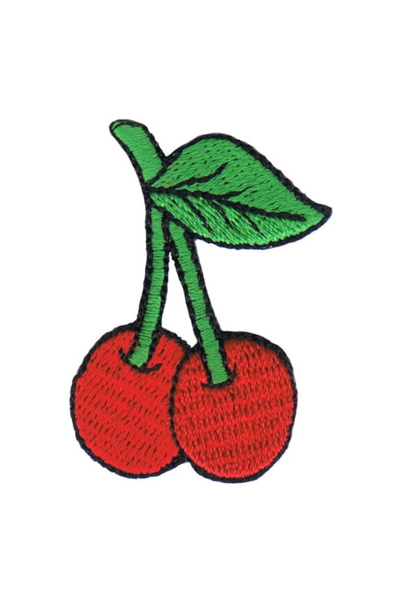 Cherries With Stem Patch Fresh Food Summer Fruit Embroidered Iron On Applique