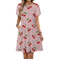 thumbnail image 1 of Cherries Women's Dress Short Sleeve Summer Sundress Summer Women Clothes, 1 of 7