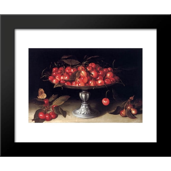 Cherries in a Silver Compote 20x24 Framed Art Print by Fede Galizia