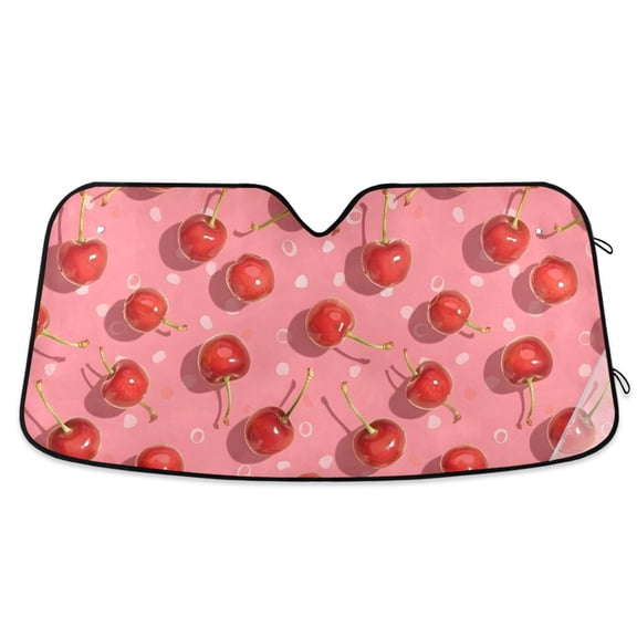 Cherries with Shadows Car Windshield Sun Shade Foldable Car Front Window Visor Heat and UV Protection 53x23.5