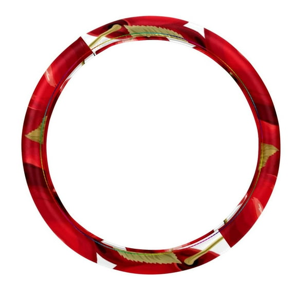 Cherry 14.5 Inch Printing PVC Leather Car Wheel Cover, Steering Wheel Cover, Auto Accessories