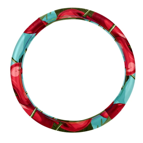 Cherry 14.5 Inch Printing PVC Leather Car Wheel Cover Steering Wheel Cover Auto Accessories