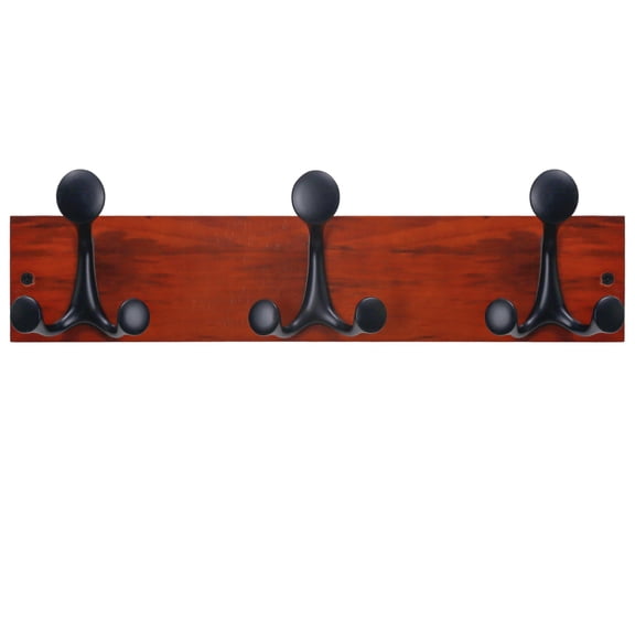 Cherry 17 inch with 3 hooks 1 Wall Mount Coat & Hat Rack
