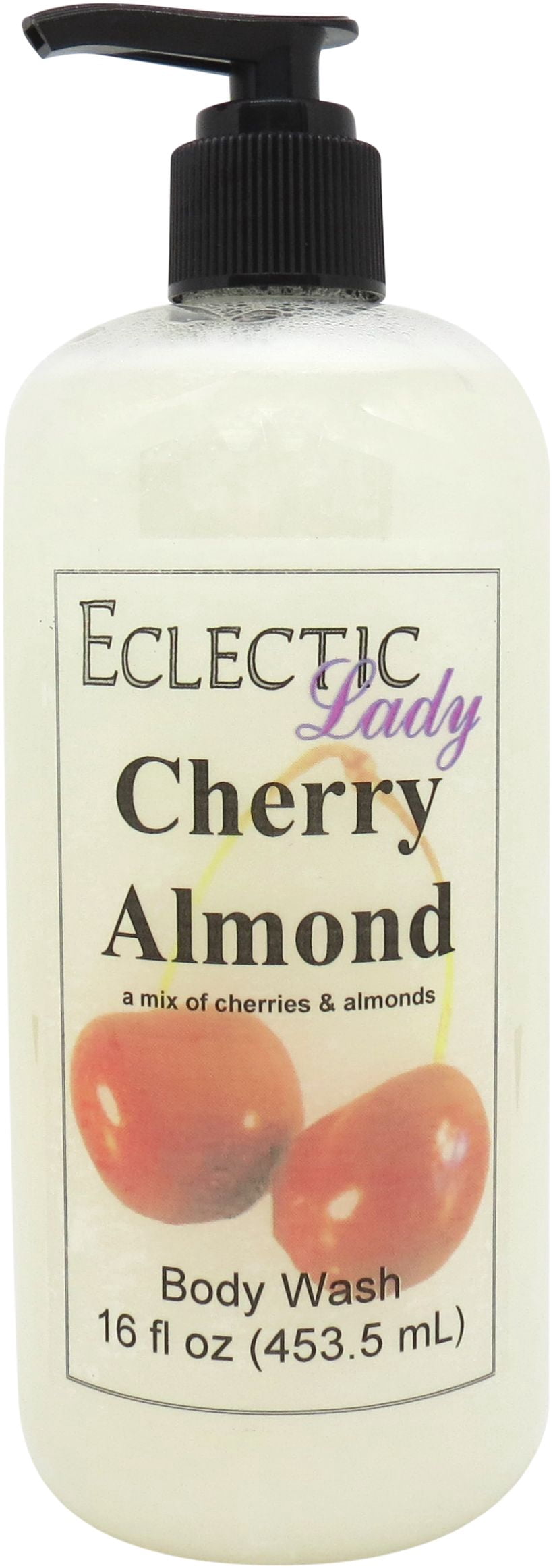 Cherry Almond Body Wash by Eclectic Lady, Liquid Shower Gel for Women and Men, 16 Ounces