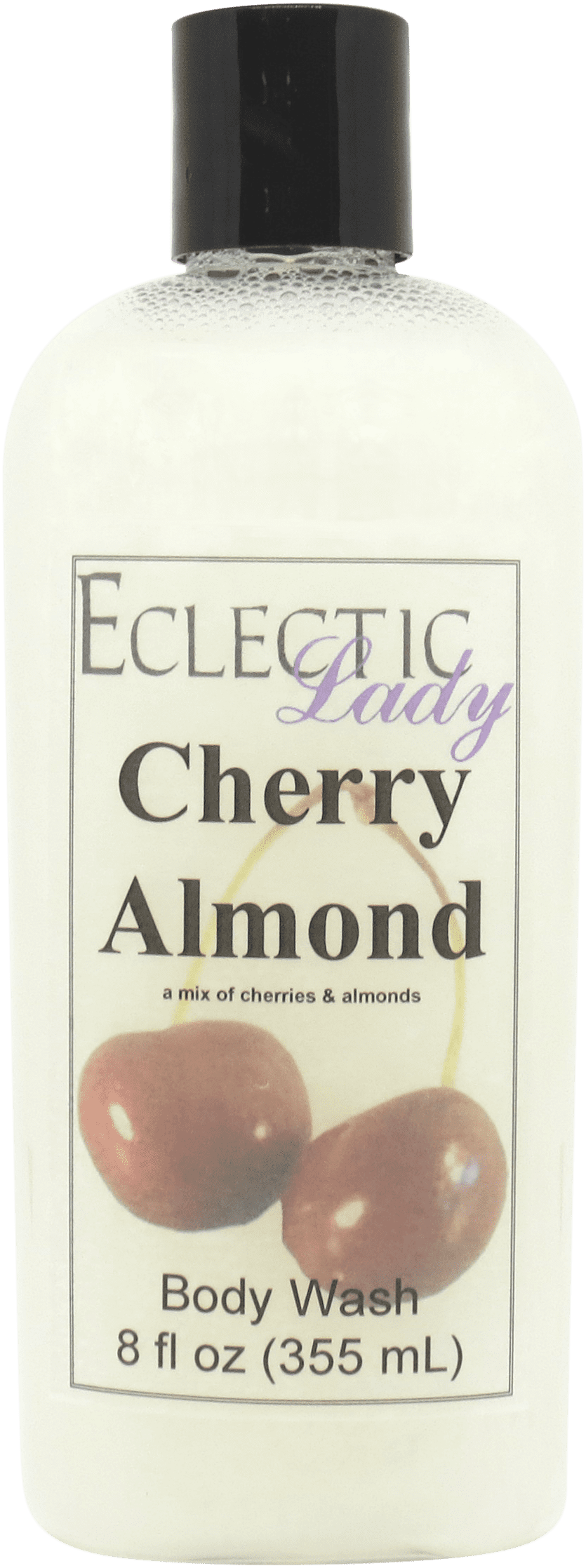 Cherry Almond Body Wash by Eclectic Lady, Liquid Shower Gel for Women and Men, 8 Ounces