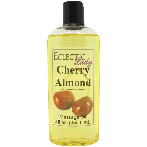 Cherry Almond Massage Oil by Eclectic Lady, 8 oz, Sweet Almond Oil and Jojoba Oil
