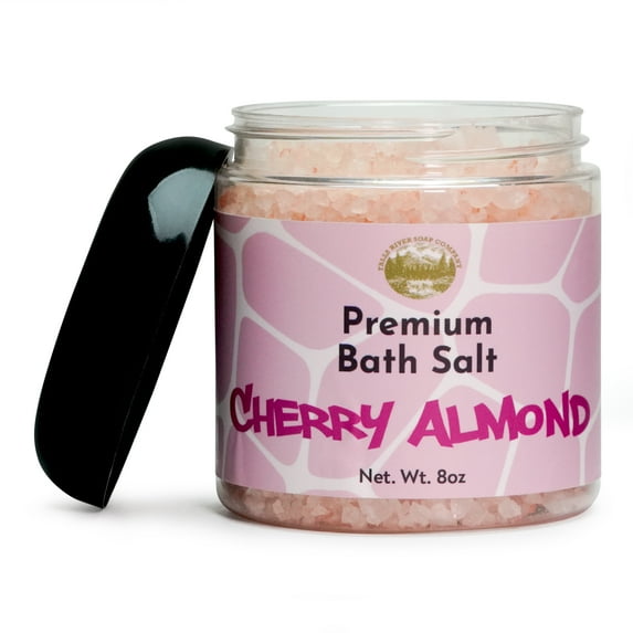 Cherry Almond Salt Scrub - 8oz Detox Bath Salt Body Scrub, Great as a Face Scrub & Exfoliating Body Scrub for Acne Scars, Stretch Marks, Foot Scrub, Great Gifts For Women - Falls River Soap Company