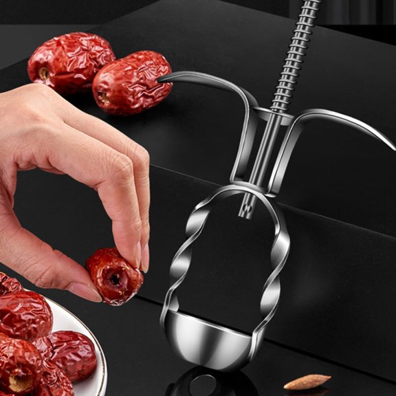 Cherry And Date Pitter Tool Stainless Steel,Multi Fruit Stoner Remover With Rod For Red Dates Hawthorn Cherries Jujubes,Kitchen Coring Device