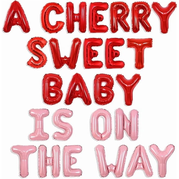 Cherry Baby Shower Decor A Cherry Sweet Baby is On the Way Balloon Banner Berry Sweet Baby Girl Gender Reveal Balloons Shes the Cherry on Top Baby Shower Supplies for Fruit Newborn Party