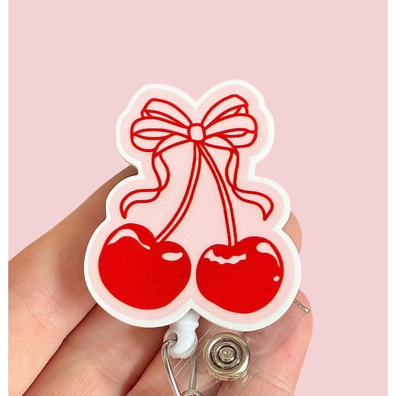Cherry Badge Reel, Cute Badge Reel, Trendy Badge Pull, Badge Clip, Gift for Coworker
