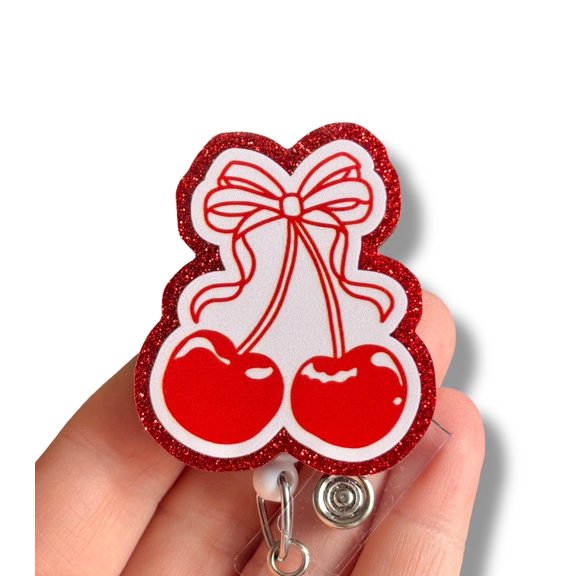 Cherry Badge Reel, Cute Badge Reel, Trendy Badge Pull, Badge Clip, Gift for Coworker