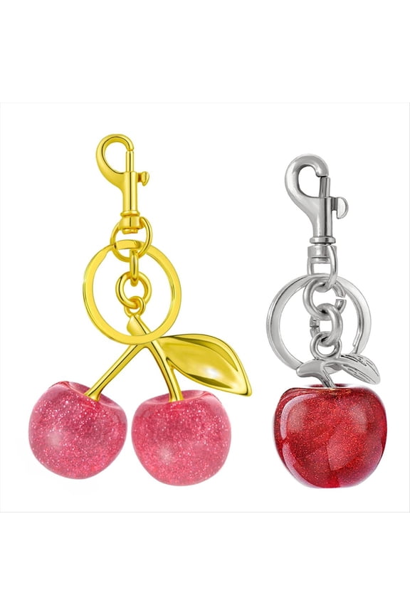 Cherry Bag Charm Cute Cherry Keychain Red Pink Handbags Purse Key Chain Accessories Birthday Christmas Gifts