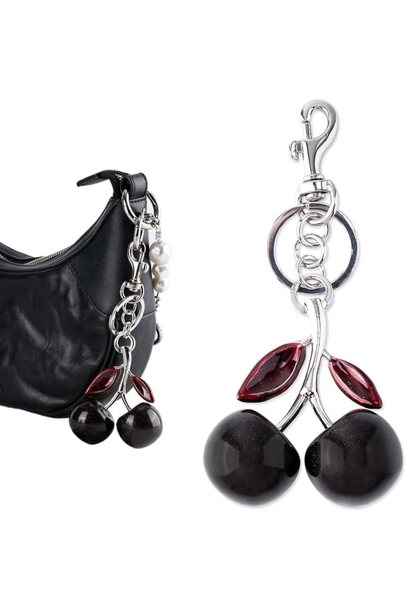 Cherry Bag Charm with Key Ring, Cherry Keychain Purse Charm for Handbags Cute Key Chains Accessories for Women