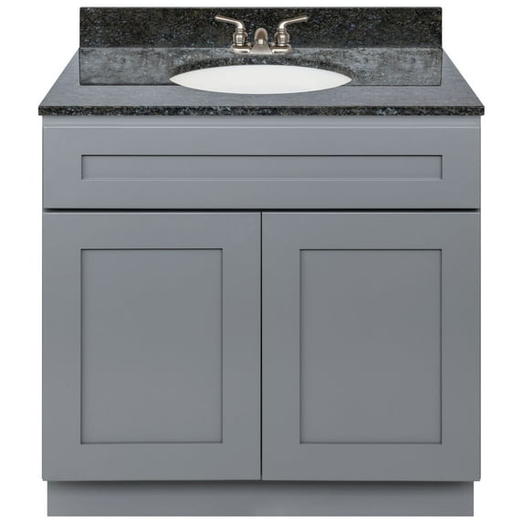 Cherry Bathroom Vanity 36", Blue Butterfly Granite Top, Faucet LB3B