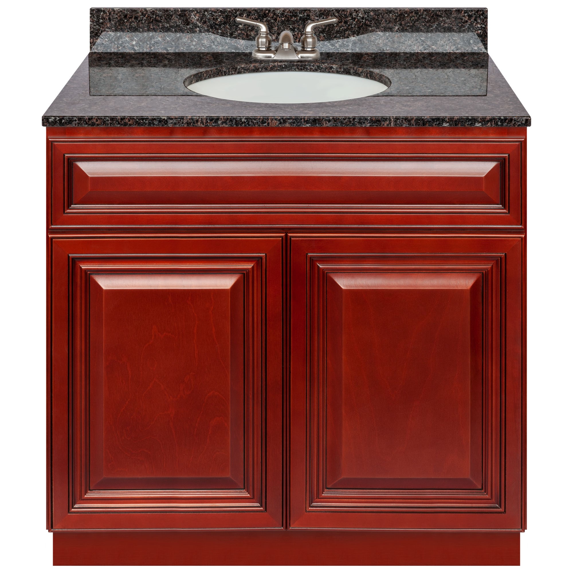 Cherry Bathroom Vanity 36", Tan Brown Granite Top, Faucet LB3B