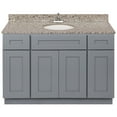 thumbnail image 1 of Cherry Bathroom Vanity 48", Burlywood Granite Top, Faucet LB5B, 1 of 5