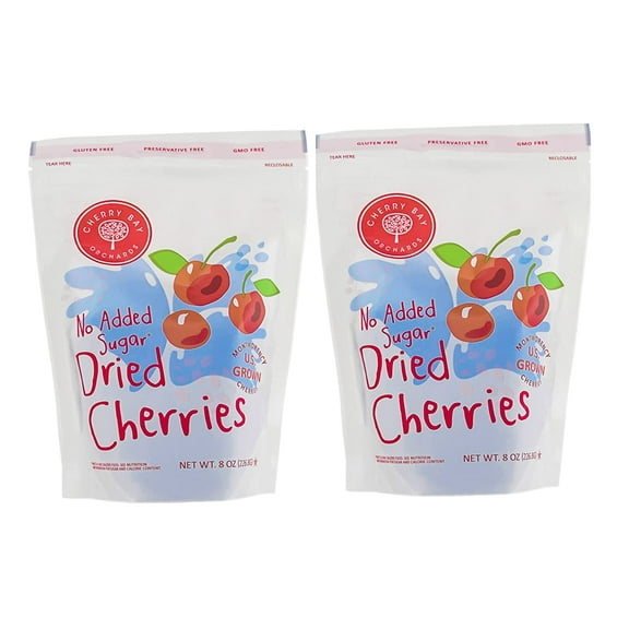 Cherry Bay Orchards - Dried Montmorency Tart Cherries - No Added Sugar - (Pack of Two 8 oz Bags (1 lb) -100% Domestic, Natural, Kosher Certified, Gluten-Free, and GMO Free - Packed in a Resealable