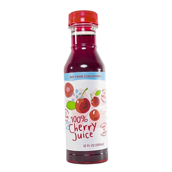 Cherry Bay Orchards Montmorency Tart Cherry Juice - 12 oz Ready to Drink Bottle - 100% Domestic, All Natural Ingredients, No Added Sugar, Gluten-Free, and GMO Free -100% Vegetarian and Vegan