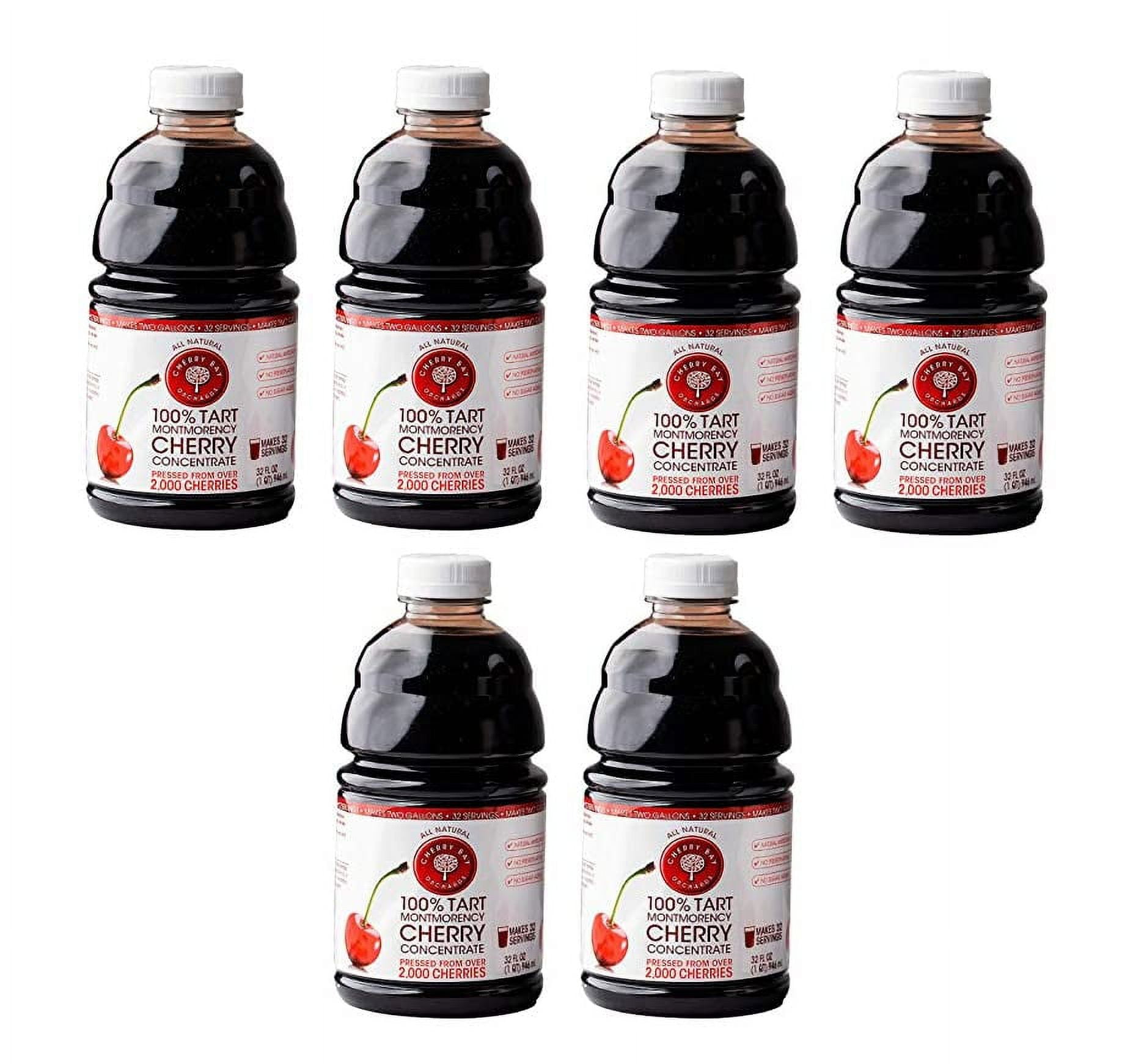Cherry Bay Orchards Tart Cherry Concentrate ( 32 oz Case of 6 ) All Natural Juice to Promote Healthy Sleep, Gluten Free, No Added Sugar Or Preservatives