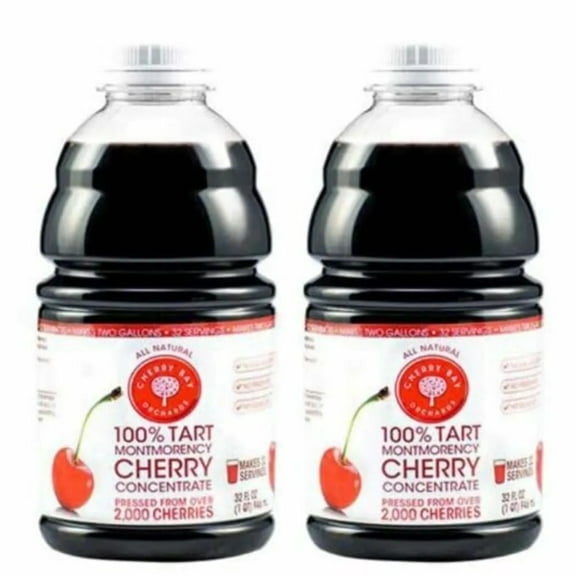Cherry Bay Orchards Tart Cherry Concentrate - All Natural Juice to Promote Healthy Sleep, 32 oz Bottle (Case of 2) - Gluten Free, Natural Antioxidants, No Added Sugar or Preservatives