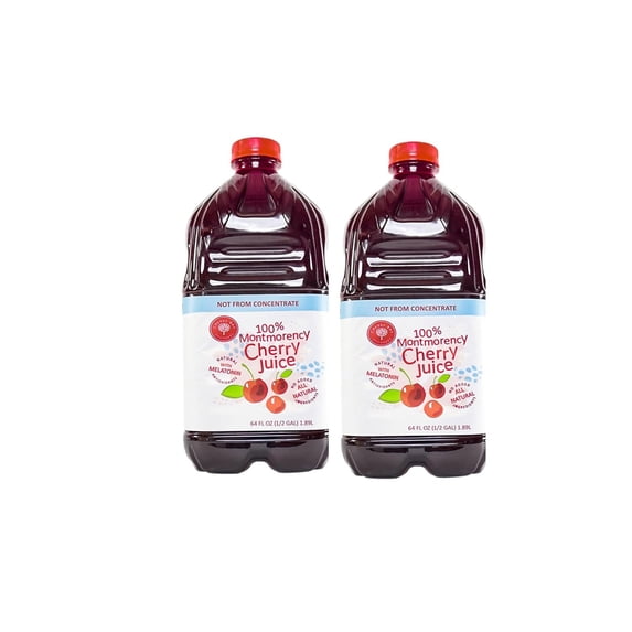 Cherry Bay Orchards Tart Montmorency Cherry Juice, 64 oz Bottle (2 Pack, total 128 ounces) - 100% Natural Tart Montmorency Cherry Juice - Not from Concentrate